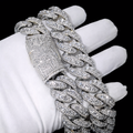 22mm Premium Silver Moissanite Cuban Link Bracelet – 925 Sterling Silver
